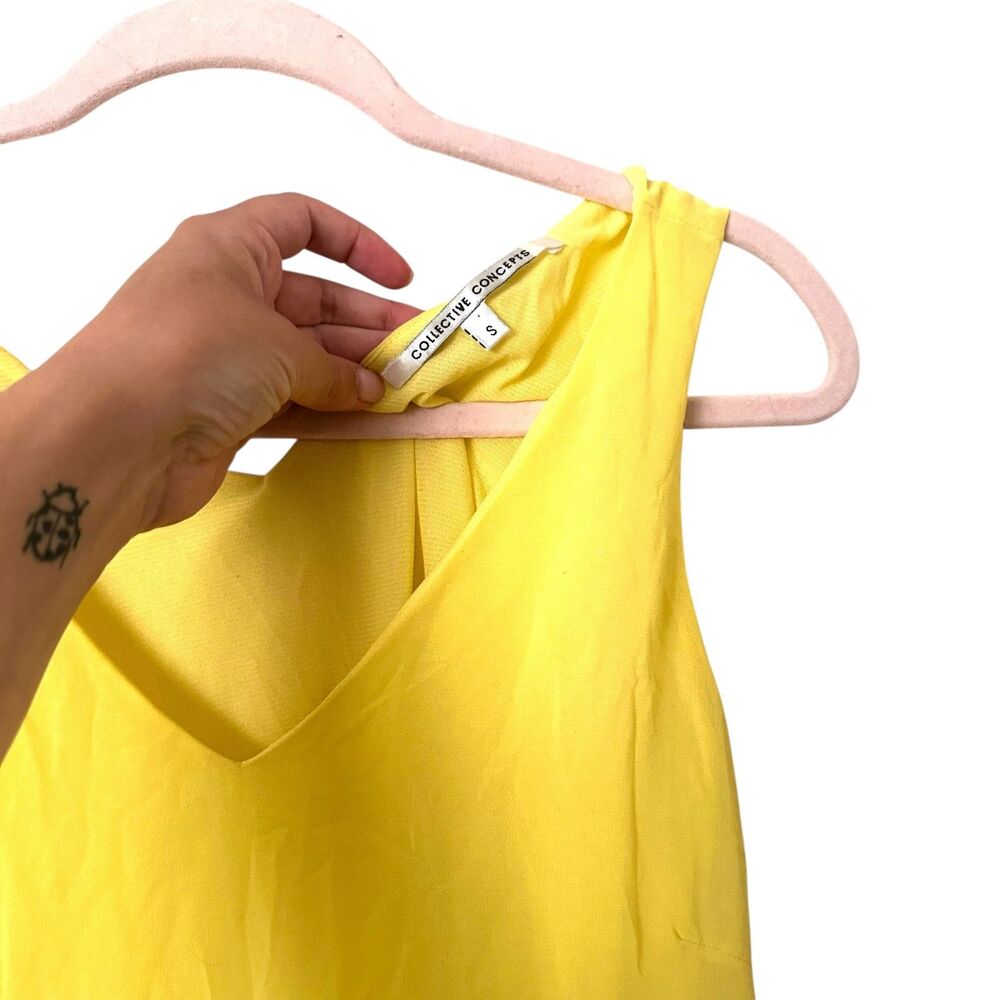 COLLECTIVE CONCEPTS Ruffled Neon Yellow Mini Dress Small‎ - Picture 3 of 5